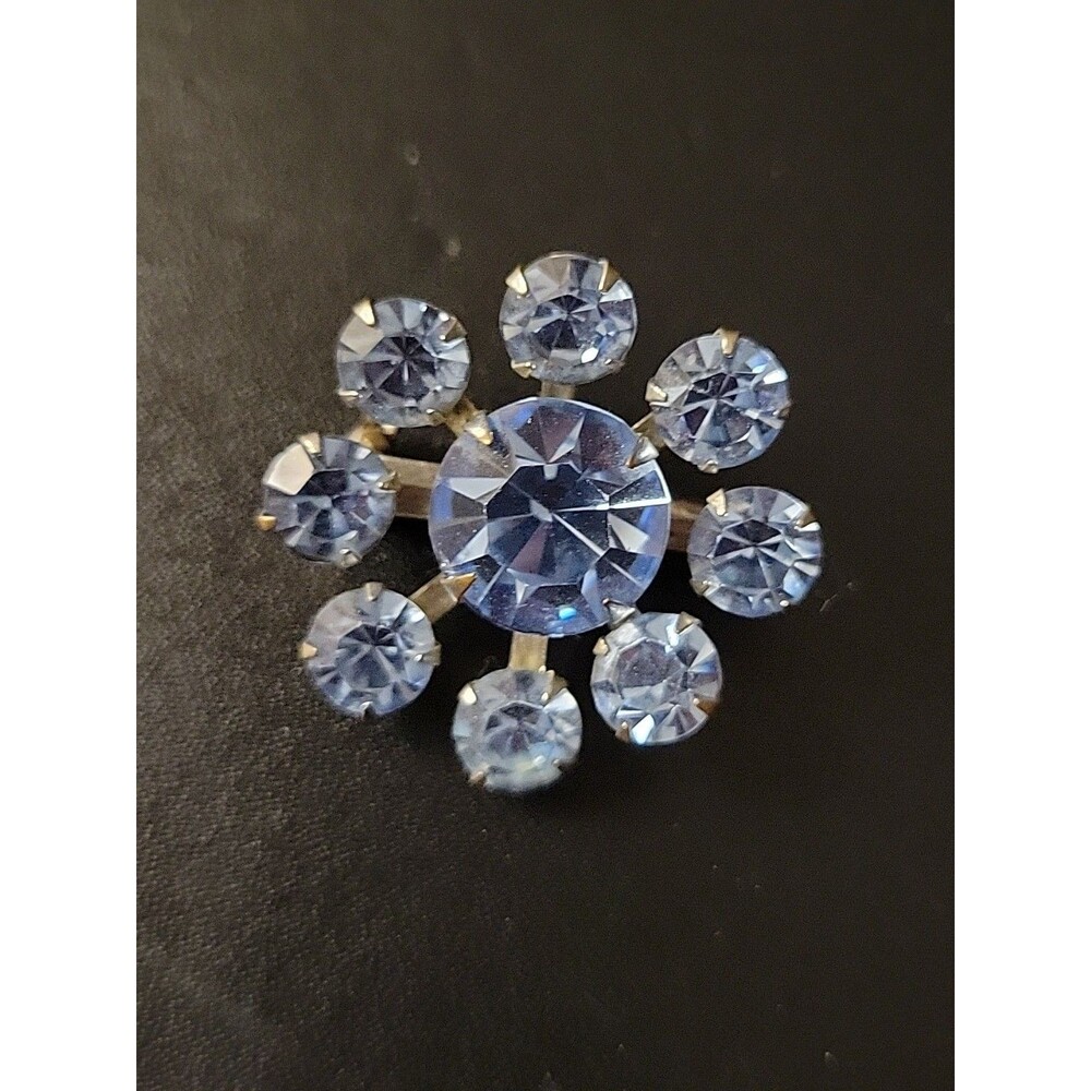 Vintage Blue Rhinestone Brooch Scatter Pin Light Blue Atomic Star